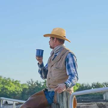 EOGIMI Western Cowboy Hats for Women Men Felt Wide Brim Panama Hat with Belt Buckle Bead Band-Camel