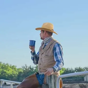 EOGIMI Western Cowboy Hats for Women Men Felt Wide Brim Panama Hat with Belt Buckle Bead Band-Camel