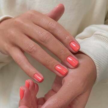 Orange Press on Nails Short Square, Short Fake Nails Glue on Short Square Nails Press ons, Soft Gel Glue on Nails Short Stick on Nails for Women Thick Reusable Solid Color Acrylic Nails 24pcs