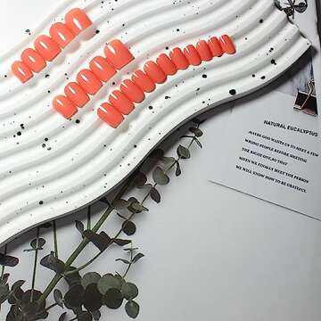 Orange Press on Nails Short Square, Short Fake Nails Glue on Short Square Nails Press ons, Soft Gel Glue on Nails Short Stick on Nails for Women Thick Reusable Solid Color Acrylic Nails 24pcs