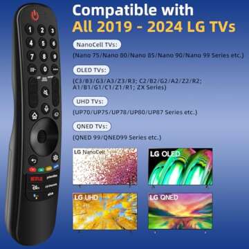 for LG TV Remote Replacement, for All 2019-2024 LG Remote Control for Smart TVs, for Magic Remote MR23/22/21/24GA with Voice and Pointer Function. 1-Year Warranty.