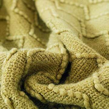 BOURINA Olive Green Throw Blanket 50x60 Inches Throw Textured Solid Soft Sofa Couch Decorative Knit Blanket