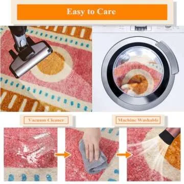 Lukinbox Sun Kids Rugs for Bedroom, 4x6 Boho Oval Washabl Area Rugs, Super Soft Non-Slip Colorful Circular Rainbow Rug for Kids Room Playroom Nursery Room Dinning Room Living Room