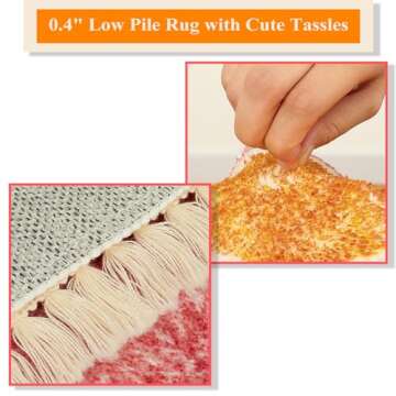 Lukinbox Sun Kids Rugs for Bedroom, 4x6 Boho Oval Washabl Area Rugs, Super Soft Non-Slip Colorful Circular Rainbow Rug for Kids Room Playroom Nursery Room Dinning Room Living Room