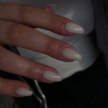 XCREANDO Beige Press On Nails Short Oval for Women