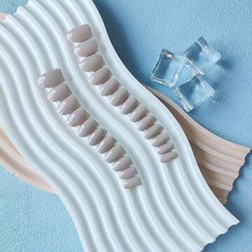 XCREANDO Beige Press On Nails Short Oval for Women