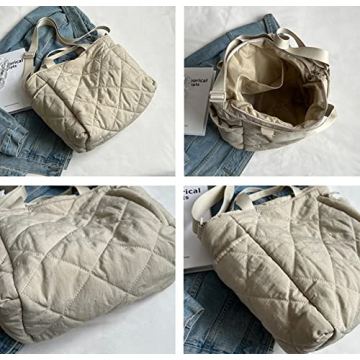 Stylish Women Quilted Tote Bag Puffer Hobo Handbag