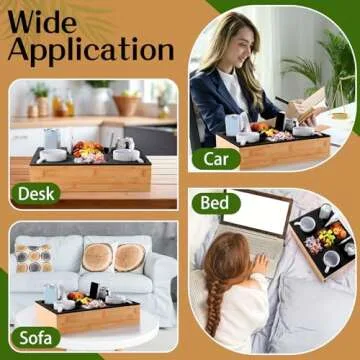 Yerliker Couch Cup Holder Tray, Silicone Couch Caddy Waterproof Anti-Spill Sofa Cup Holder for Sofa Bed Car Seat Organizer, Christmas Hold Mugs, Drinks, Snacks, Phones, Remotes(Black,Bamboo)