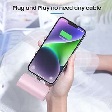 Small Portable Charger 5200mAh for iPhone, Ultra Compact 20W PD Fast Charging Power Bank,Cute Mini Battery Pack Backup Charger Compatible with iPhone 14/14 Pro Max/13/13 Pro Max/12//11/XR/XS/X/8/7/6