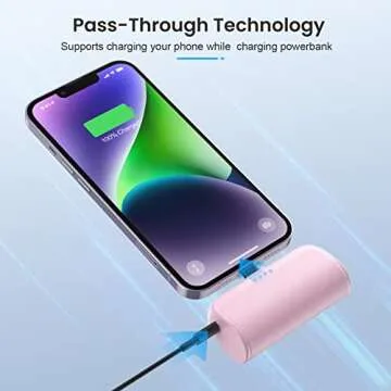 Small Portable Charger 5200mAh for iPhone, Ultra Compact 20W PD Fast Charging Power Bank,Cute Mini Battery Pack Backup Charger Compatible with iPhone 14/14 Pro Max/13/13 Pro Max/12//11/XR/XS/X/8/7/6