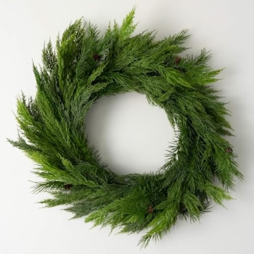 Sullivans 28 Inch Lush Green Cedar Wreath for Holidays