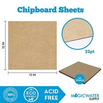 25 Chipboard Sheets 12 x 12 inch - 22pt (point) Light Weight Brown Kraft Cardboard for Scrapbooking ...