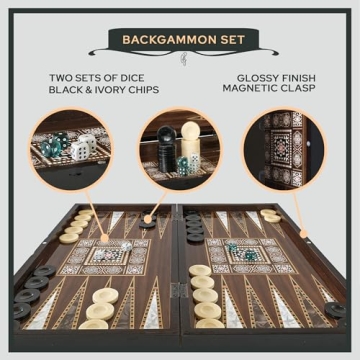 Exquisite Turkish 2-in-1 Backgammon Checkers Game Set - Luxurious Design