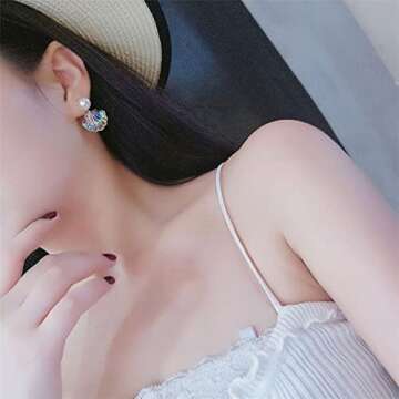 2 Pairs Pearls Sea Shell Stud Earrings Beach Jewelry Gifts for Women for Halloween Party Summer Beach Jewelry