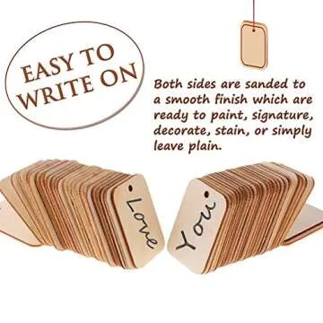 100PCS Rectangular Wooden Ornament Wooden Pieces with String, Wood Log Slices for House, Garden, Home DIY Art Craft