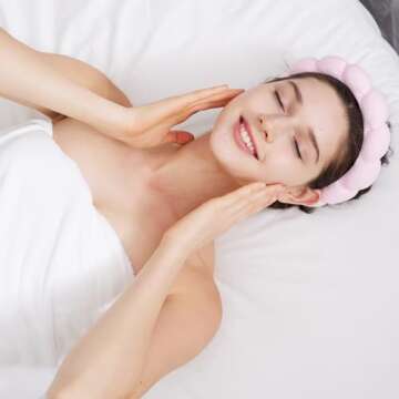 Ztomine Spa Headbands for Washing Face or Facial, Set of 2 Skincare Headbands, Terry Cloth Headband Face Wash Headband Combo Pack - Puffy Makeup Headbands for Face Washing, Mask(Pink + light green)