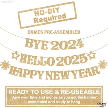 Glitter Gold Happy New Year Banner - 10ft Celebration