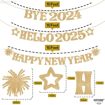 Glitter Gold Happy New Year Banner - 10ft Celebration
