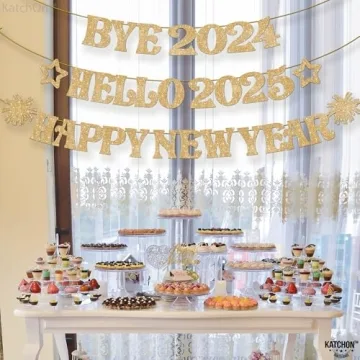 Glitter Gold Happy New Year Banner - 10ft Celebration