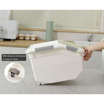 LISM 2 Pack Dog Food Storage Container with Scoop,Large Airtight Pet Dog Food Bin,Container for Dog Treats Rice,Dog Cat Dry Food Bin,Baking Supplies,Flour,Rice,Kitchen Pantry Cereal(15 LB)