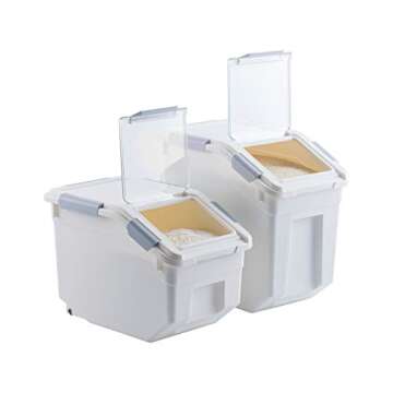 LISM 2 Pack Dog Food Storage Container with Scoop,Large Airtight Pet Dog Food Bin,Container for Dog Treats Rice,Dog Cat Dry Food Bin,Baking Supplies,Flour,Rice,Kitchen Pantry Cereal(15 LB)