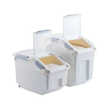 LISM 2 Pack Dog Food Storage Container with Scoop,Large Airtight Pet Dog Food Bin,Container for Dog Treats Rice,Dog Cat Dry Food Bin,Baking Supplies,Flour,Rice,Kitchen Pantry Cereal(15 LB)