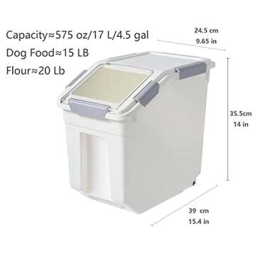 LISM 2 Pack Dog Food Storage Container with Scoop,Large Airtight Pet Dog Food Bin,Container for Dog Treats Rice,Dog Cat Dry Food Bin,Baking Supplies,Flour,Rice,Kitchen Pantry Cereal(15 LB)