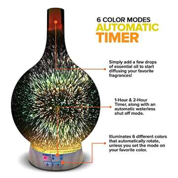 Essential Oil Diffuser with Colorful LED and Timer