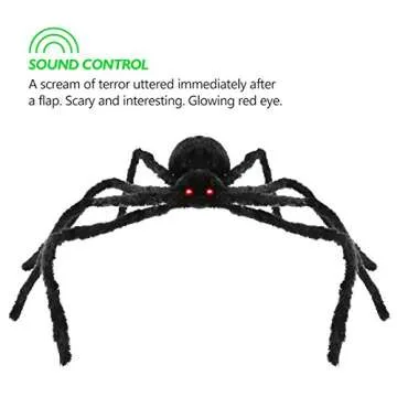 Halloween Spider 4.2ft Realistic LED Eyes Scary Sound