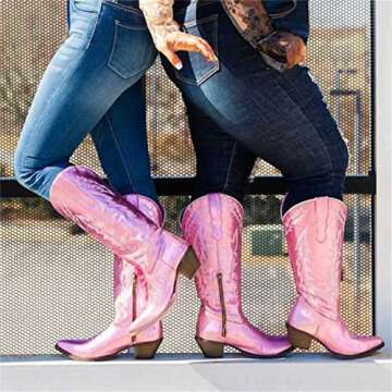 Stylish Cowgirl Boots for Women with Embroidery and Comfort