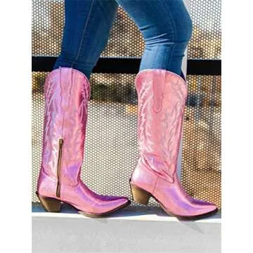 Stylish Cowgirl Boots for Women with Embroidery and Comfort