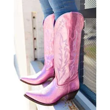 Stylish Cowgirl Boots for Women with Embroidery and Comfort