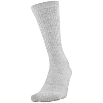 Under Armour Adult Training Cotton Crew Socks, Multipairs , True Gray Heather 2 (6-Pairs) , X-Large