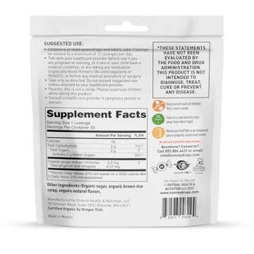 USDA Organic Sweet Ginger Pear Tummydrops, Gluten Free & Vegan. 33 Individually Wrapped Organic Ging...