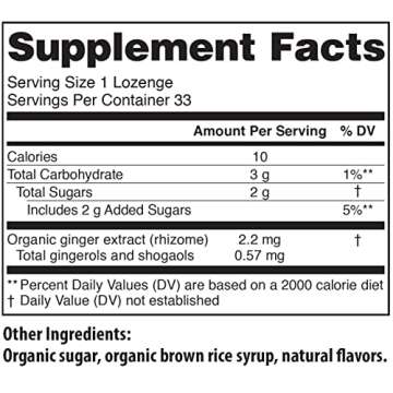 USDA Organic Sweet Ginger Pear Tummydrops, Gluten Free & Vegan. 33 Individually Wrapped Organic Ginger Lozenges in a Resealable Bag.