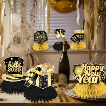 New Years Decorations 2025 with 12 Honeycomb Centerpieces