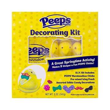Peeps Marshmallow Easter Decorating Kit DIY Make Your Own Candy Chicks and Edible Decorations, Pre-Mixed Icing Pouch and Shaped Marshmallows, Color May Vary