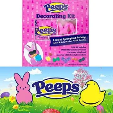 Peeps Marshmallow Easter Decorating Kit DIY Make Your Own Candy Chicks and Edible Decorations, Pre-Mixed Icing Pouch and Shaped Marshmallows, Color May Vary