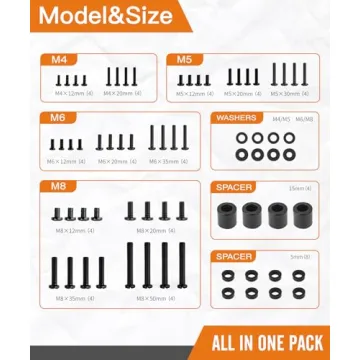 TV Mounting Hardware Screw Kit - M4 M5 M6 M8 Set for TVs