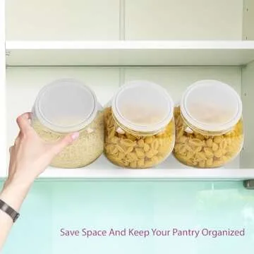 DilaBee 3 Pack Plastic Candy Jar - 48oz Round Candy Jars with Lids for Candy Buffet, Kitchen & Office Desk - Plastic Jars with Lids for Candy, Cookies & Snacks - Clear Jar with Labels BPA-Free