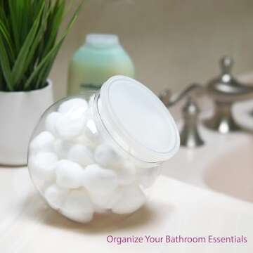 DilaBee 3 Pack Plastic Candy Jar - 48oz Round Candy Jars with Lids for Candy Buffet, Kitchen & Office Desk - Plastic Jars with Lids for Candy, Cookies & Snacks - Clear Jar with Labels BPA-Free