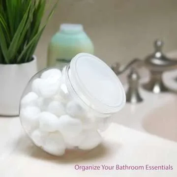 DilaBee 3 Pack Plastic Candy Jar - 48oz Round Candy Jars with Lids for Candy Buffet, Kitchen & Office Desk - Plastic Jars with Lids for Candy, Cookies & Snacks - Clear Jar with Labels BPA-Free