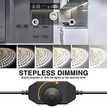 Onforu LED Light Strip,16.4ft Dimmable LED Tape Light, 6000K Daylight White Strip Lighting, 300 LEDs Flexible Vanity Mirror Light, 5M 12V Ribbon Rope Light for Bedroom, Under Cabinet,Kitchen,Christams