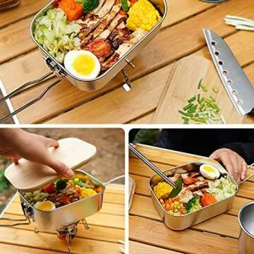 VALINK Outdoor Bento Box with Bamboo Lid for Camping