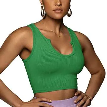 Antopmen Women Split Neckline Sleeveless Crop Top - Versatile Casual Style