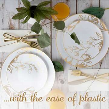 Elegant PlasticPro Floral Design Plates Set - 60 Pieces