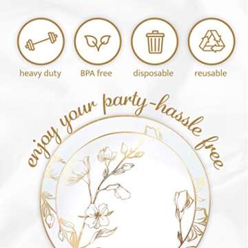 Elegant PlasticPro Floral Design Plates Set - 60 Pieces