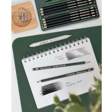 Faber-Castell Pitt Graphite Matte Pencil Set, Metal Tin of 8 Graphite Pencils and Sketching Accessories (HB, 2B, 4B, 6B, 8B, 10B, 12B, 14B), Pencil Sharpener, Eraser and Blending Stump