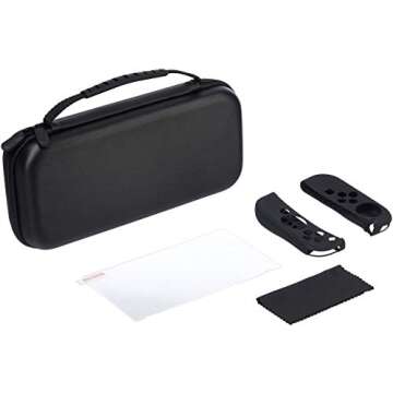 Amazon Basics Nintendo Switch Carrying Case and Screen Protector Protection Kit - Black