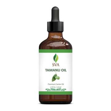 SVA Tamanu Oil - 4 Fl Oz – 100% Natural Cold Pressed Tamanu Oil - for Face, Skin Care, Hair Care, Scalp Massage & Body Massage – Carrier Oil with Dropper